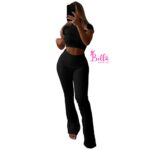 Ensemble pantalon bas avec fronce  & top - noir – Image 3