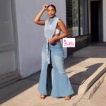 Jupe en jeans évasée - bleue – Image 2