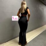 Ensemble pantalon bas avec fronce  & top - noir – Image 2