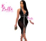 Robe dos nu avec strass multicolore - noire argenté (transparente) – Image 2