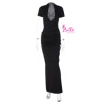 Robe avec fronce devant - noire – Image 6