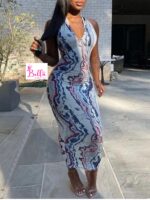 Robe dos nu - blanc bleu – Image 4