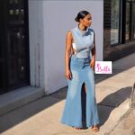 Jupe en jeans évasée - bleue – Image 5