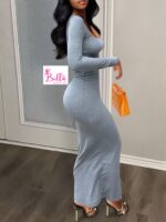 Robe longue manche - grise – Image 2