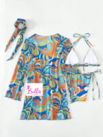 Ensemble Maillot de bain 4 pièces - multicolore (bikini + kimono + foulard) – Image 3
