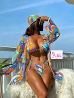 Ensemble Maillot de bain 4 pièces - multicolore (bikini + kimono + foulard)