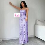 Robe moulante avec motifs papillons - violette – Image 5