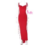 Robe moulante dos nu avec 3 bouquets - rouge – Image 7