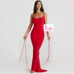 Robe moulante dos nu avec 3 bouquets - rouge – Image 2