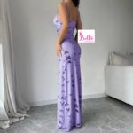 Robe moulante avec motifs papillons - violette – Image 2