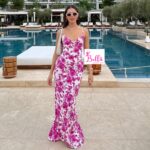 Robe moulante dos croisé - mauve blanc – Image 4