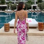 Robe moulante dos croisé - mauve blanc – Image 2