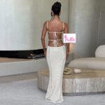 Robe cut out en tricot - blanche – Image 3