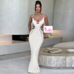 Robe cut out en tricot - blanche – Image 2