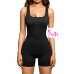Combi short débardeur côtelé et gainant - noir