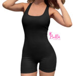 Combi short débardeur côtelé et gainant - noir – Image 3