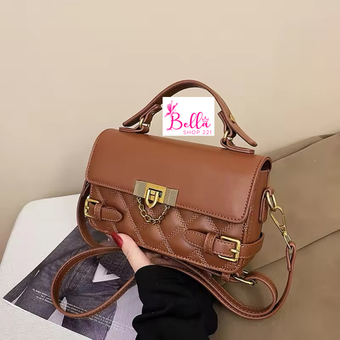 3F7F18BE-39E1-474A-9656-BE4A23DB1229 Mini sac messager - marron – Image 1