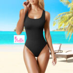 Bodysuit débardeur côtelé et gainant - noir