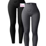 Legging taille haute côtelé et gainant - gris – Image 2