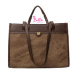 Sac fourre tout - bicolore marron – Image 5