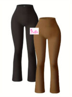 Legging bas large côtelé et gainant - marron – Image 3