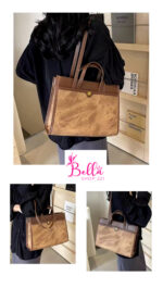 Sac fourre tout - bicolore marron – Image 4