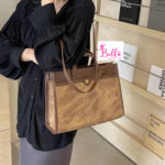 Sac fourre tout - bicolore marron – Image 2
