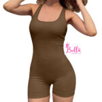 Combi short côtelé dos nu et gainant - marron – Image 3