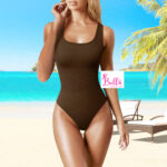 Bodysuit débardeur côtelé et gainant - marron