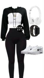 Legging taille haute côtelé et gainant - noir – Image 8