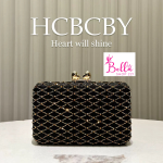 sac de soirée avec des strass - doré noir – Image 2