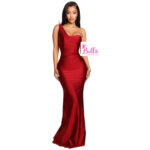 Robe de soirée 1 manche - rouge – Image 2