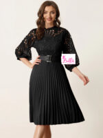 Robe avec ceinture - noire – Image 3
