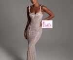 Robe de soirée 3/4 avec dentelle