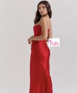 Robe de soirée 3/4 en soie léger - rouge – Image 3