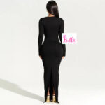 Robe moulante longue manche - noire – Image 4