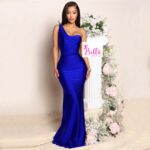 Robe de soirée 1 manche - bleue