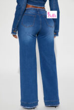 Pantalon en jean avec jambe large et taille destroy – Image 2