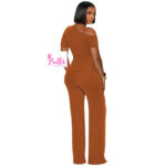 Ensemble pantalon avec haut asymétrique - marron – Image 2