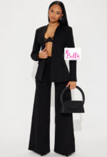 Ensemble pantalon bas large et veste - noir