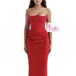 Robe de soirée 3/4 en soie léger - rouge