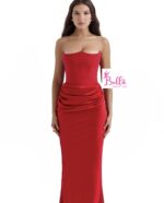 Robe de soirée 3/4 en soie léger - rouge