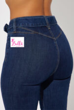 Pantalon en jean bas large avec ceinture – Image 3