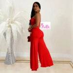Combinaison bustier & bas large - rouge – Image 3