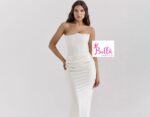 Robe de soirée 3/4 en soie léger - Blanche