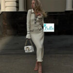 Robe pull bicolore - Blanche