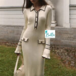 Robe pull bicolore - Blanche – Image 3