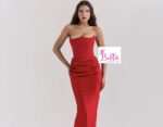 Robe de soirée 3/4 en soie léger - rouge – Image 4