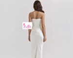Robe de soirée 3/4 en soie léger - Blanche – Image 2