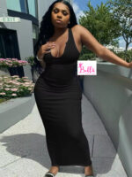 Robe débardeur moulante - noire – Image 4